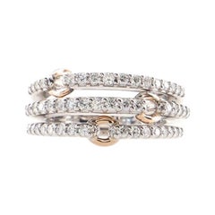 Damiani Puzzle Ring 3 Rows 18k White Gold with 18k Rose Gold and Diamonds