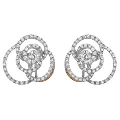 Damiani Pendientes de oro blanco de 18 quilates con diamantes redondos 2.04Cttw