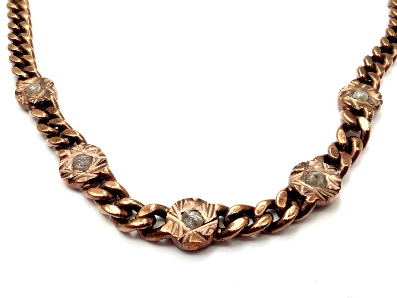 Rough Cut Damiani Rough Diamond Maji Link Rose Gold Chain Necklace
