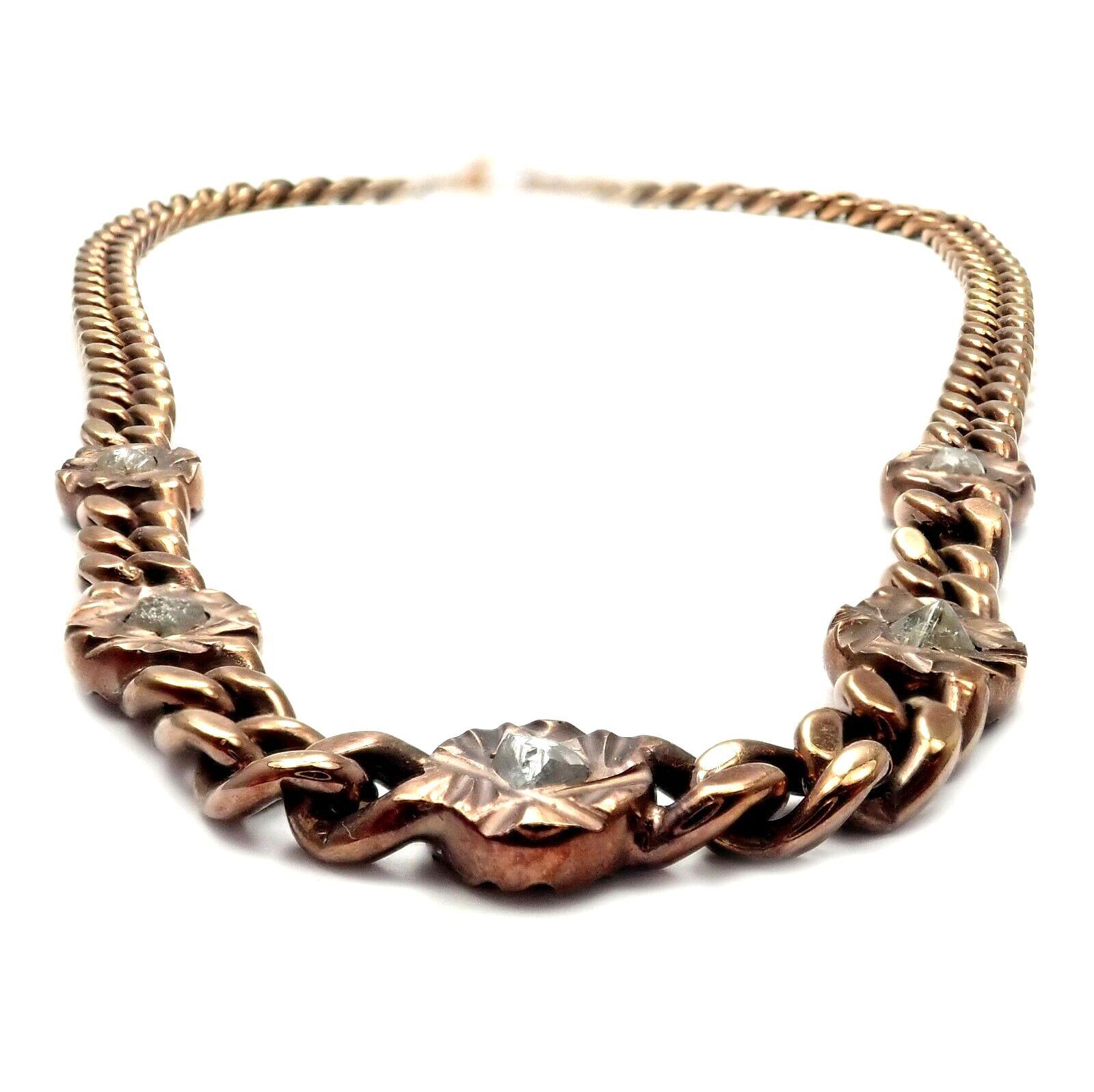 Damiani Rough Diamond Maji Link Rose Gold Chain Necklace In New Condition In Holland, PA
