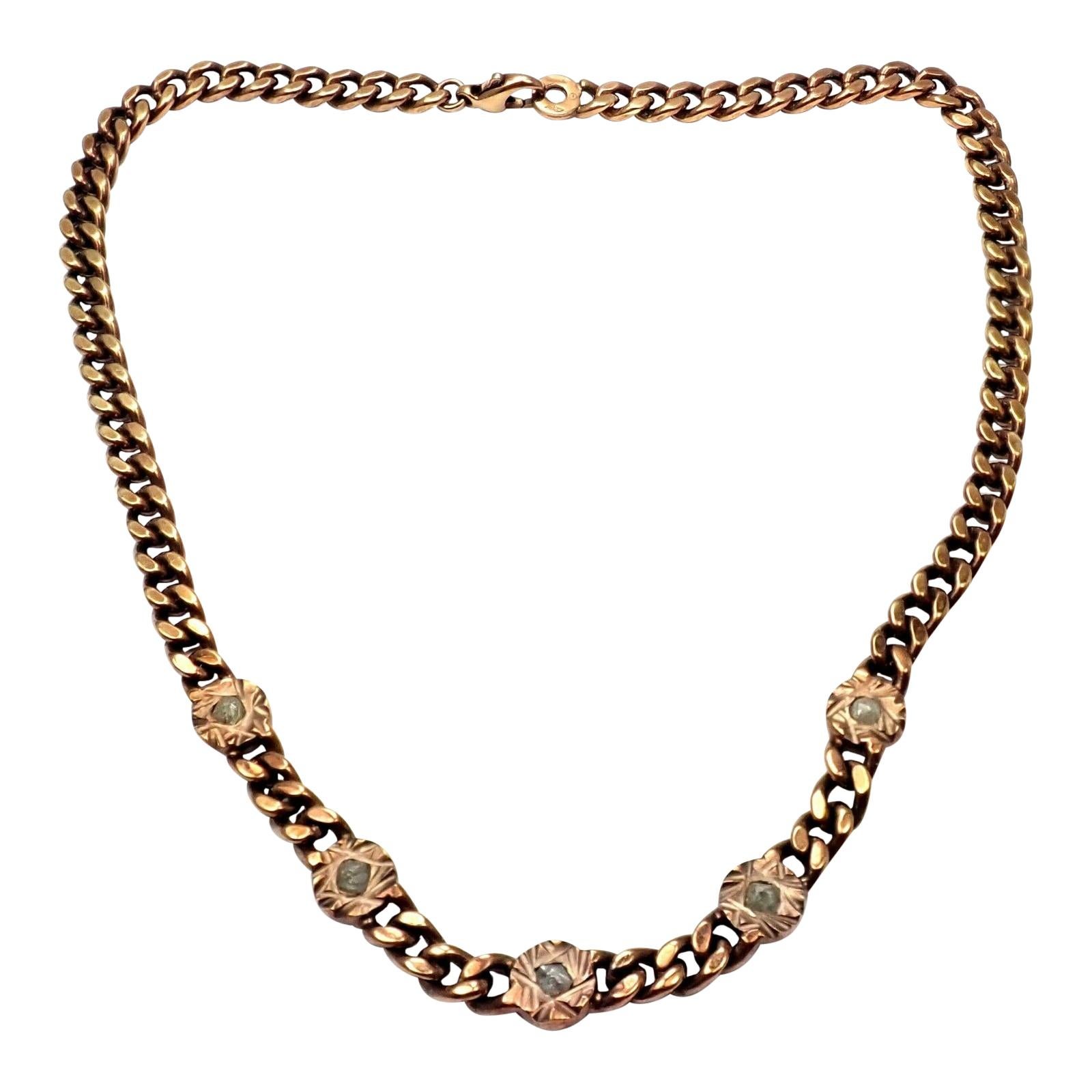 Damiani Rough Diamond Maji Link Rose Gold Chain Necklace