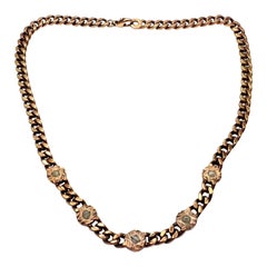 Collier à chaîne en or rose avec diamants bruts Damiani Maji Link