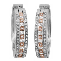 Pendientes Damiani de aro con diamantes talla redonda Oro blanco y rosa de 18 quilates 1,27Cttw