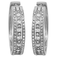 Damiani Orecchini a cerchio con diamanti taglio rotondo in oro bianco 18 carati 1.27Cttw