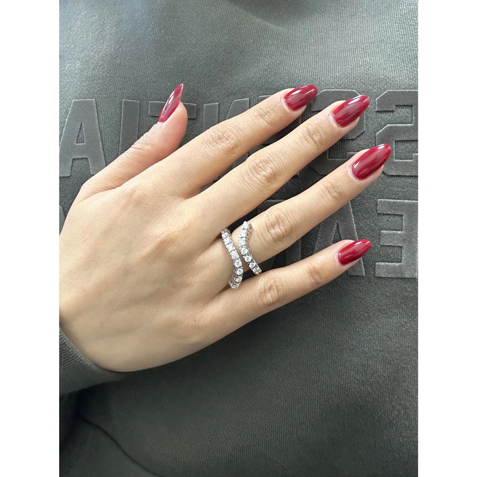 Damiani Round Cut Diamond Open Ring 18K White Gold 1.26Cttw Size 5.5 For Sale 1