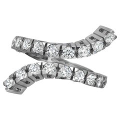 Damiani Round Cut Diamond Open Ring 18K White Gold 1.26Cttw Size 5.5