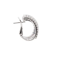 Damiani Sapphire and Diamond 18 Carat White Gold Multi Row Half-Hoop Earrings