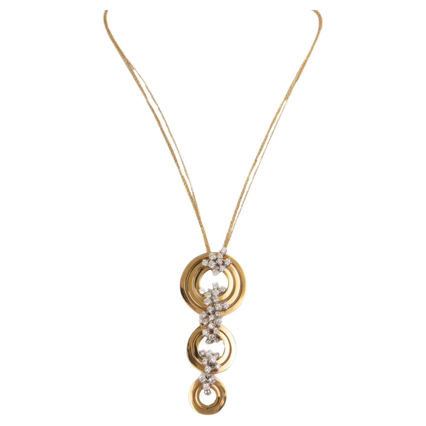 Damiani Sophia Loren 18k Rose Gold 2.32ctw Diamond Necklace For Sale