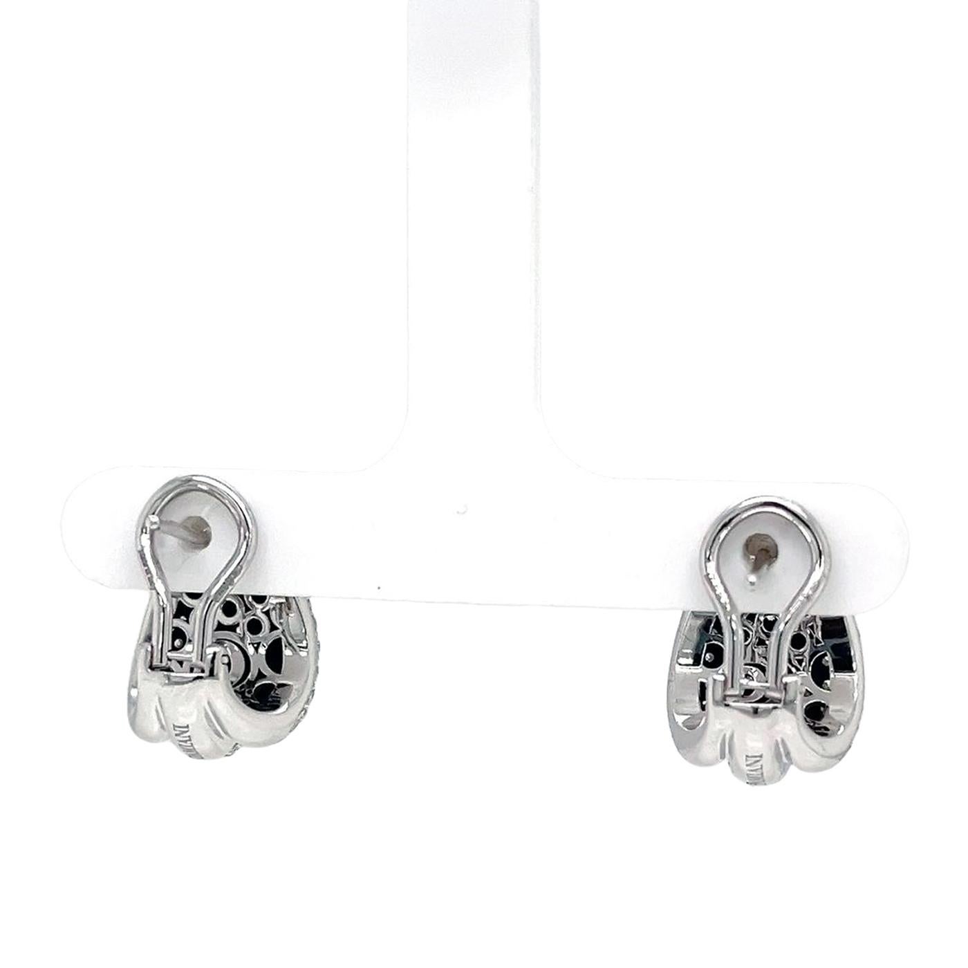 Damiani Spicchi di Luna 2.12ct Pave Diamonds Italian Earrings in 18K White Gold Modernista en venta