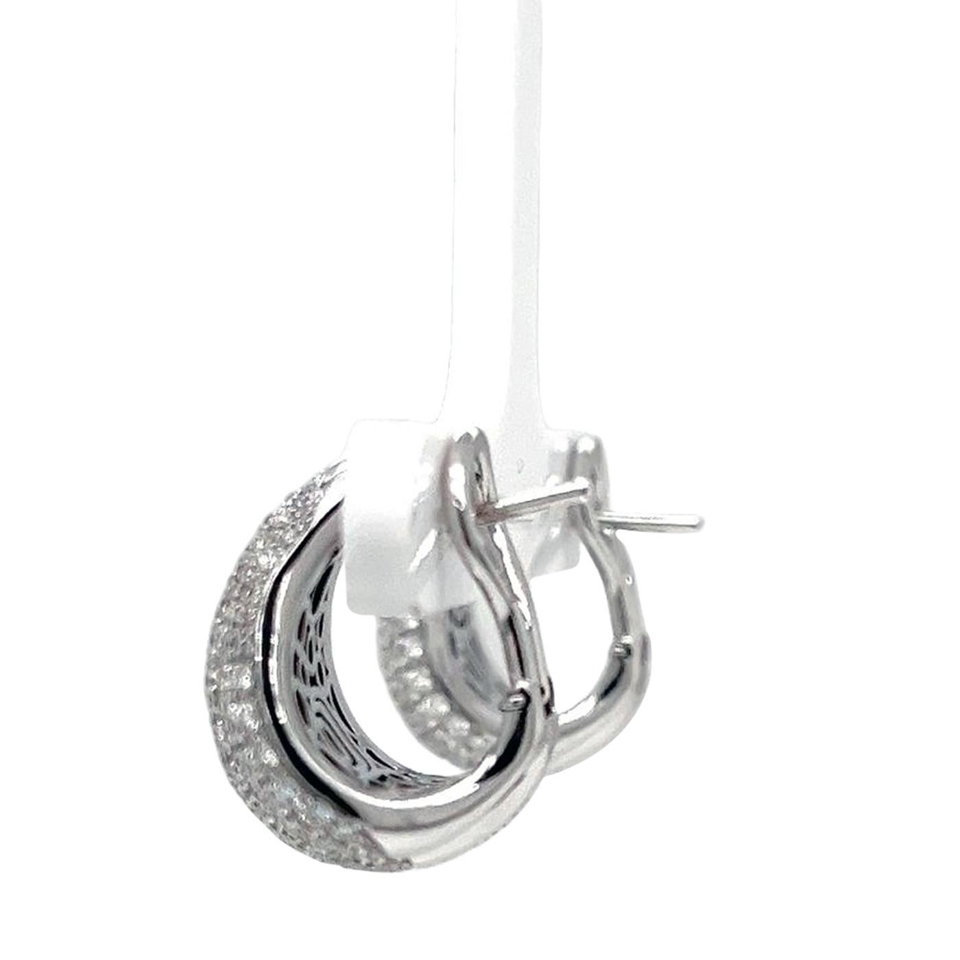 Damiani Spicchi di Luna 2.12ct Pave Diamonds Italian Earrings in 18K White Gold en Nuevo estado para la venta en Aventura, FL