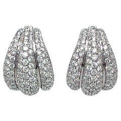 Damiani Spicchi di Luna 2.12ct Pave Diamonds Italian Earrings in 18K White Gold