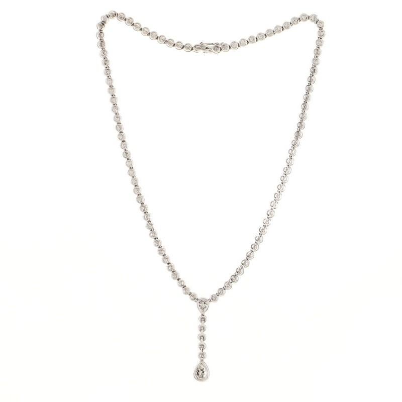 Damiani Teardrop-Anhänger Halskette 18k Weißgold und Diamanten im Zustand „Gut“ in New York, NY