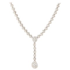 Damiani Teardrop-Anhänger Halskette 18k Weißgold und Diamanten