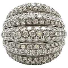 Damiani White Gold and Diamond 5-Row Ring