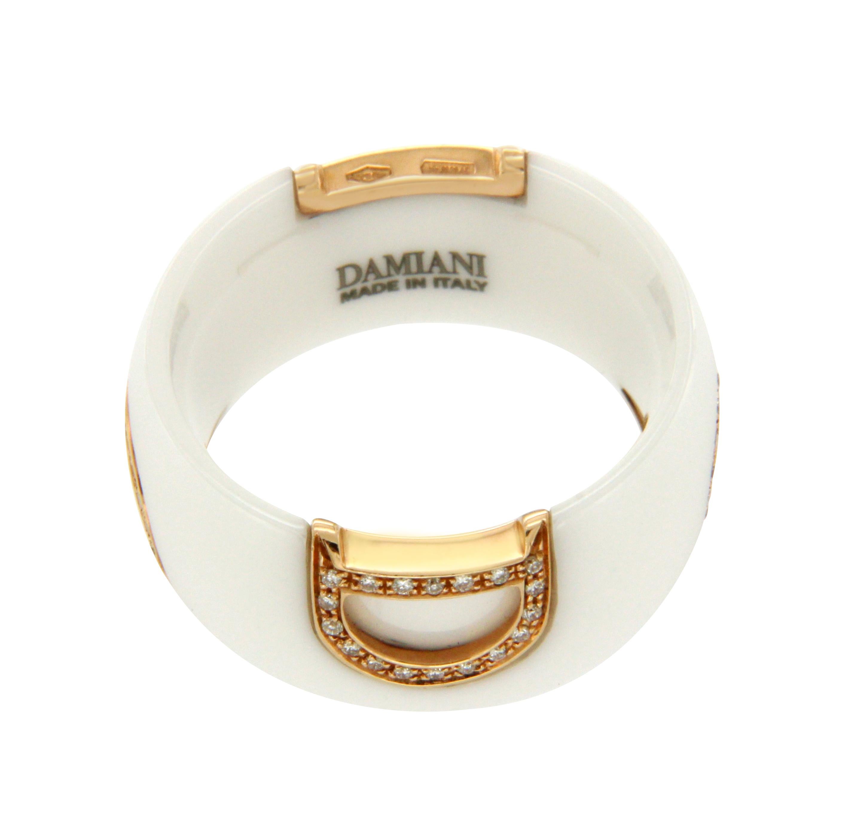 Type: Ring
Top: 10 mm
Band Width: 10 mm
Metal: Rose Gold & Ceramic
Metal Purity: 18K
Hallmarks: Damiani 750
Total Weight: 9.5 Gram
Stone Type: Diamond
Condition: New With Box
Stock Number: N11
Size: 6