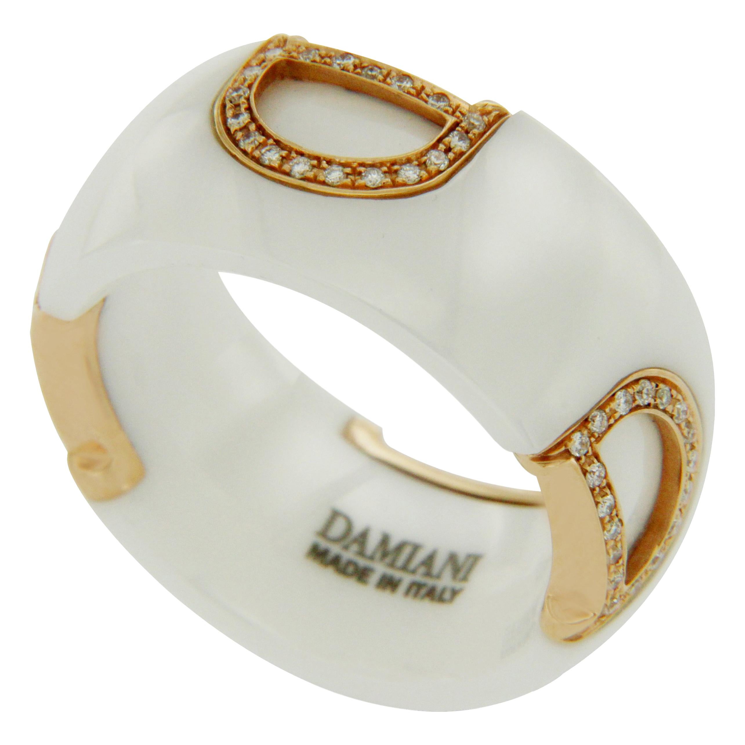 Damiani's D-Icon Ceramic 18 Karat Rose Gold Diamond Band Ring