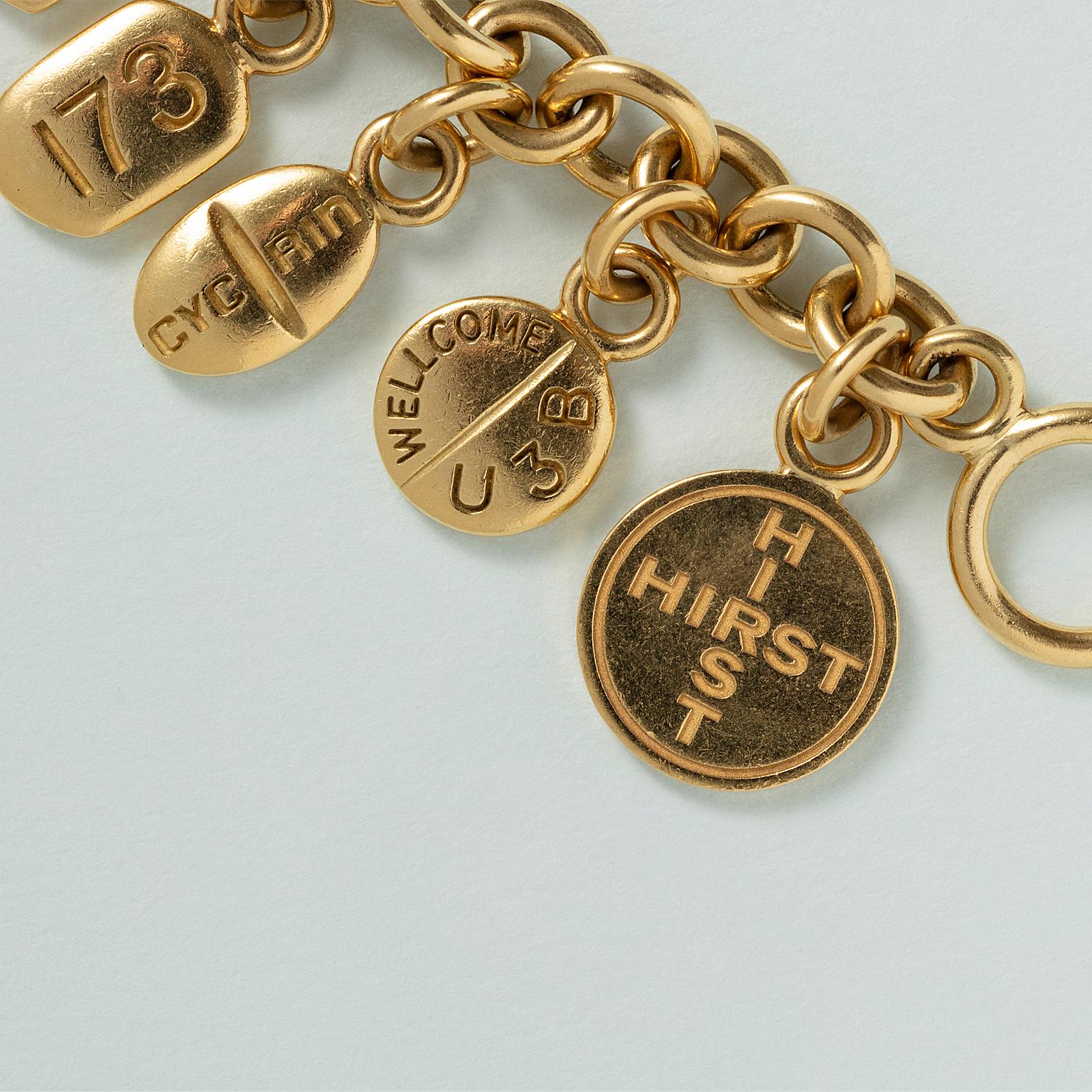 Brilliant Cut Damien Hirst 18k Gold and Diamond Pill Bracelet For Sale