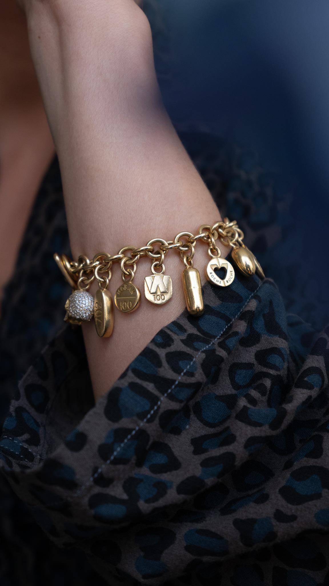 Damien Hirst 18k Gold and Diamond Pill Bracelet For Sale 1