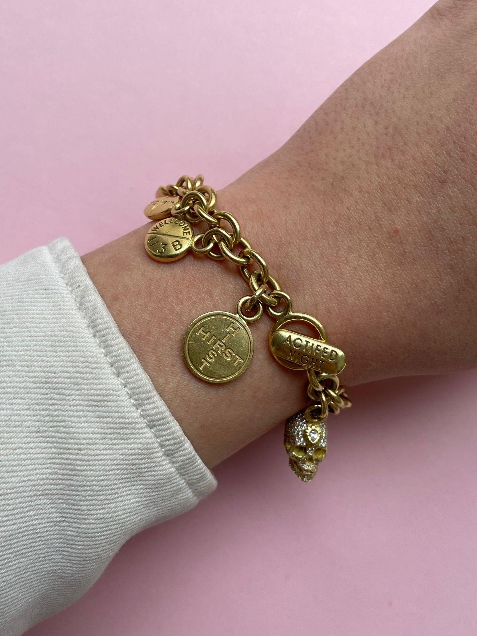 Damien Hirst gold and diamond pill bracelet In Excellent Condition For Sale In Amsterdam, NL
