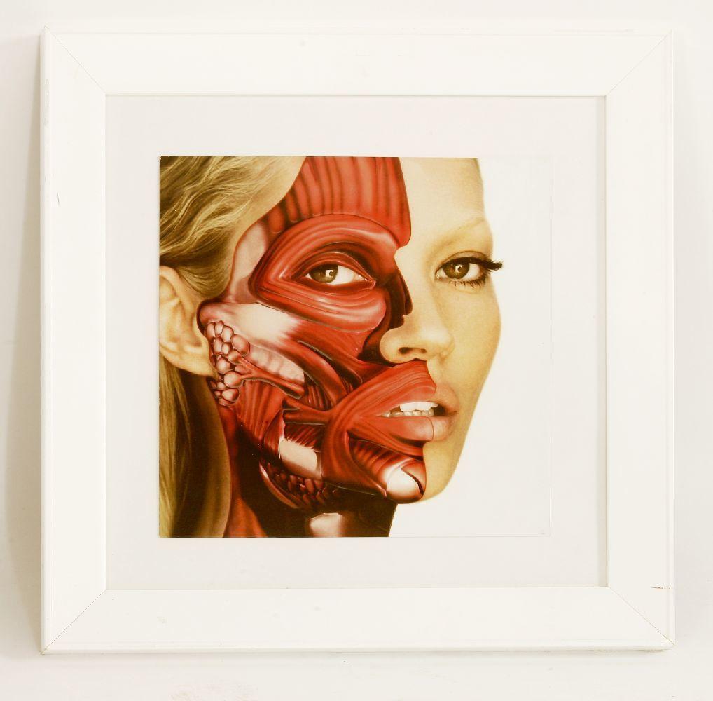 Damien Hirst (British, b.1965) 'Kate Moss' use money cheat death
Offset lithograph printed in colours as vinyl record sleeve framed, 2009, the edition was 666, published by White Cube, London

Dimensions: 30.5 x 30.8 cm