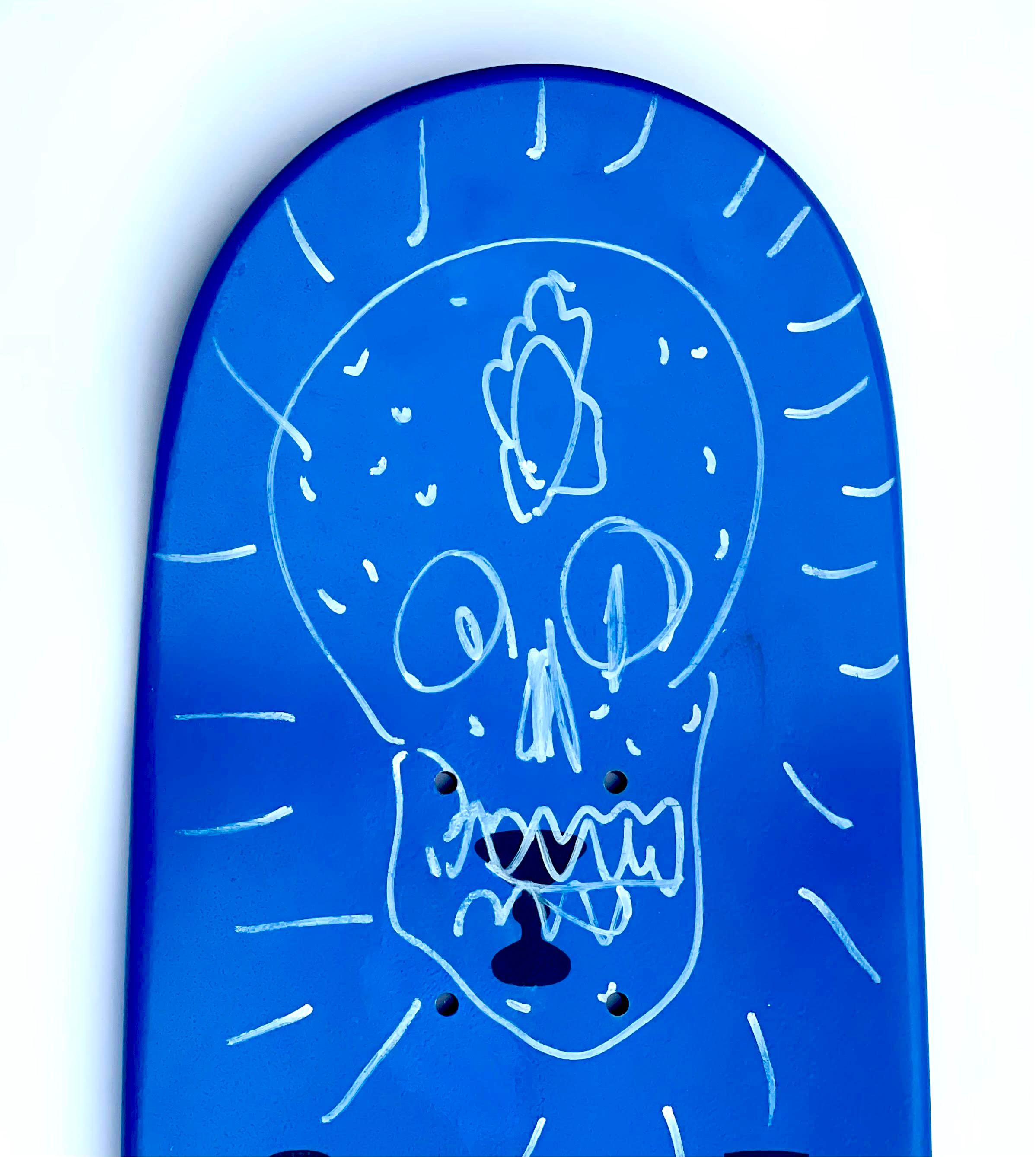 Le crâne de papillon : dessin original signé à la main sur skateboard Spin en édition limitée 1