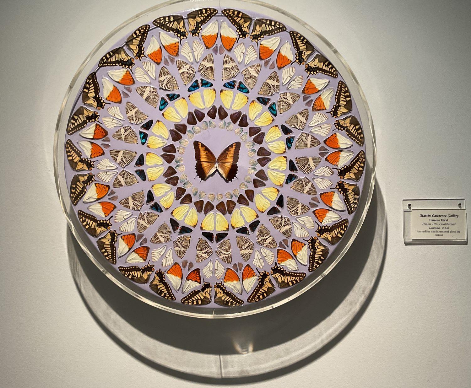 Psalm 107: Confitemini Domino is signed, titled and dated ‘Psalm 107 Damien Hirst 2008’ verso, framed in a contemporary, plexi-box frame.

Hirst’s 'Butterfly Kaleidoscope' paintings, created from the wings of butterflies, are intensely vivid mosaics