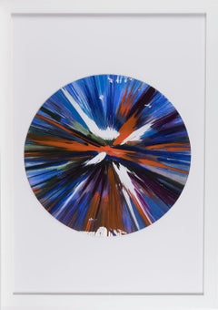 "Pintura Círculo Giratorio" enmarcada, acrílico sobre papel firmado por el artista Damien Hirst