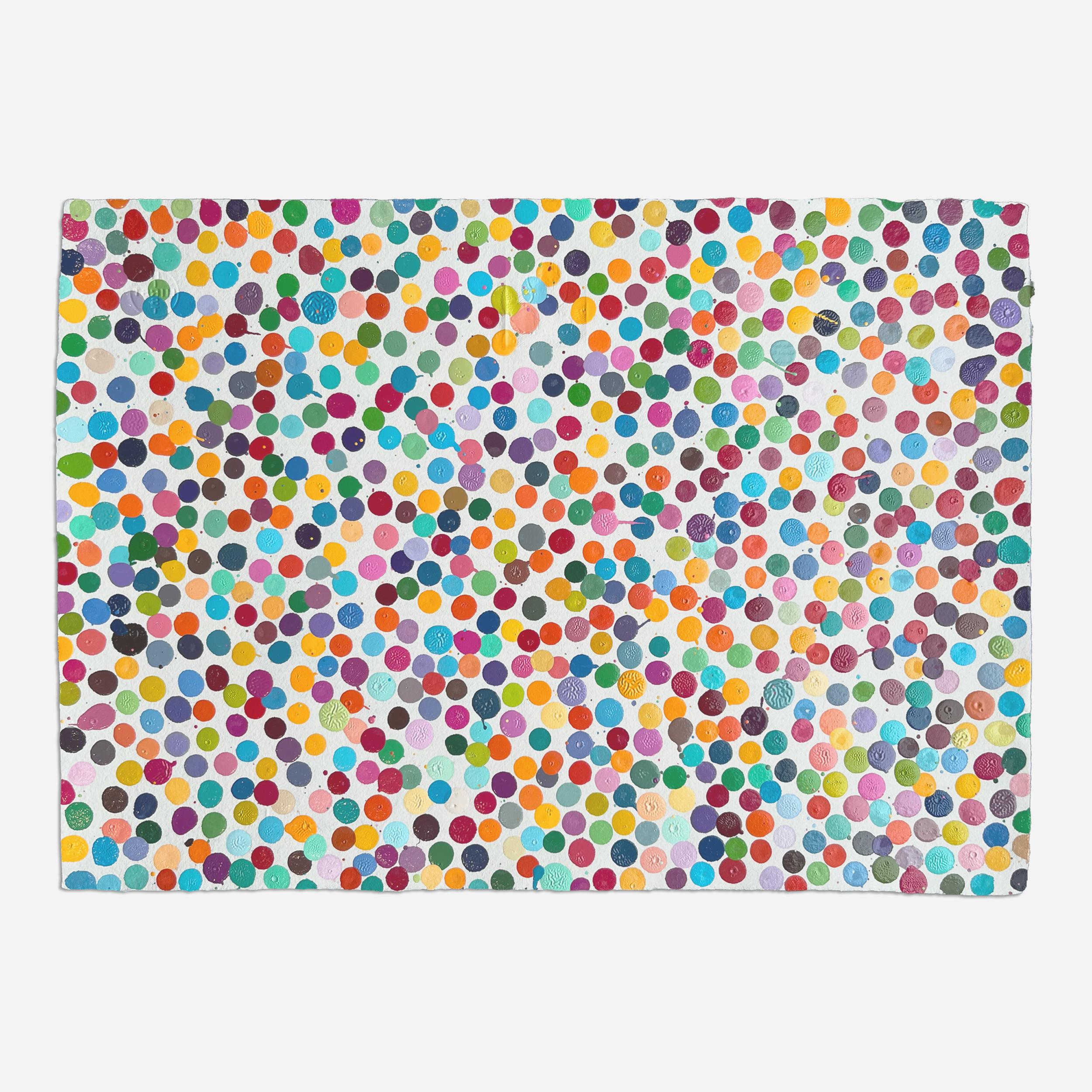 Damien Hirst (Brite, geboren 1965)
Jemandem gegenübersitzen (Die Währung), 2016
Medium: Emaillefarbe auf handgeschöpftem Papier
Abmessungen: 20 x 30 cm (7,8 x 11,8 Zoll)
Serie: Einzigartige Variante aus der Serie The Currency von 5.149
Markierungen: