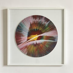 Damien Hirst Spin Painting, Abstract Acrylic on Paper Framed