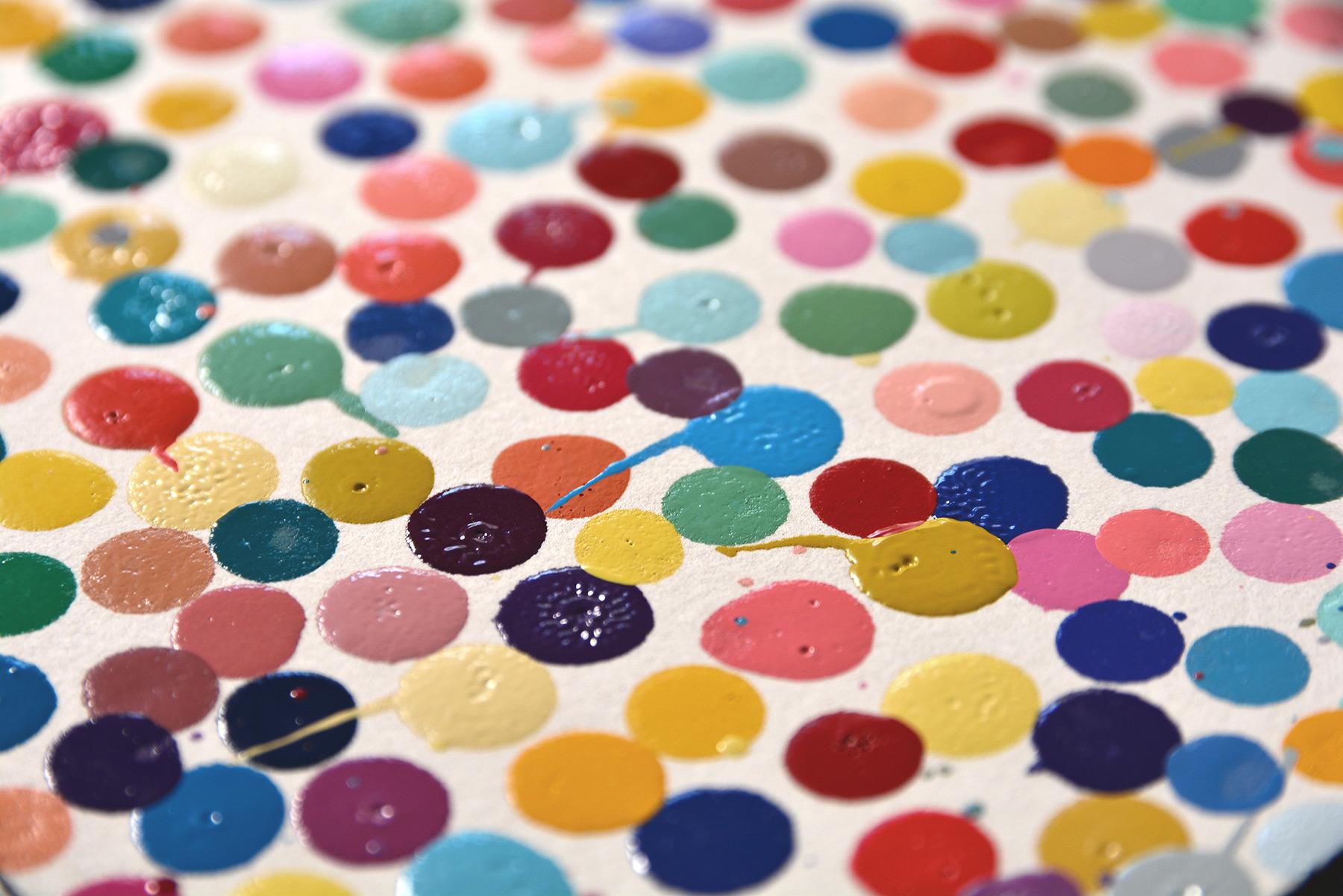 DAMIEN HIRST - THE CURRENCY. Original work The Currency Project. Dots. Colors - Beige Abstract Painting by Damien Hirst