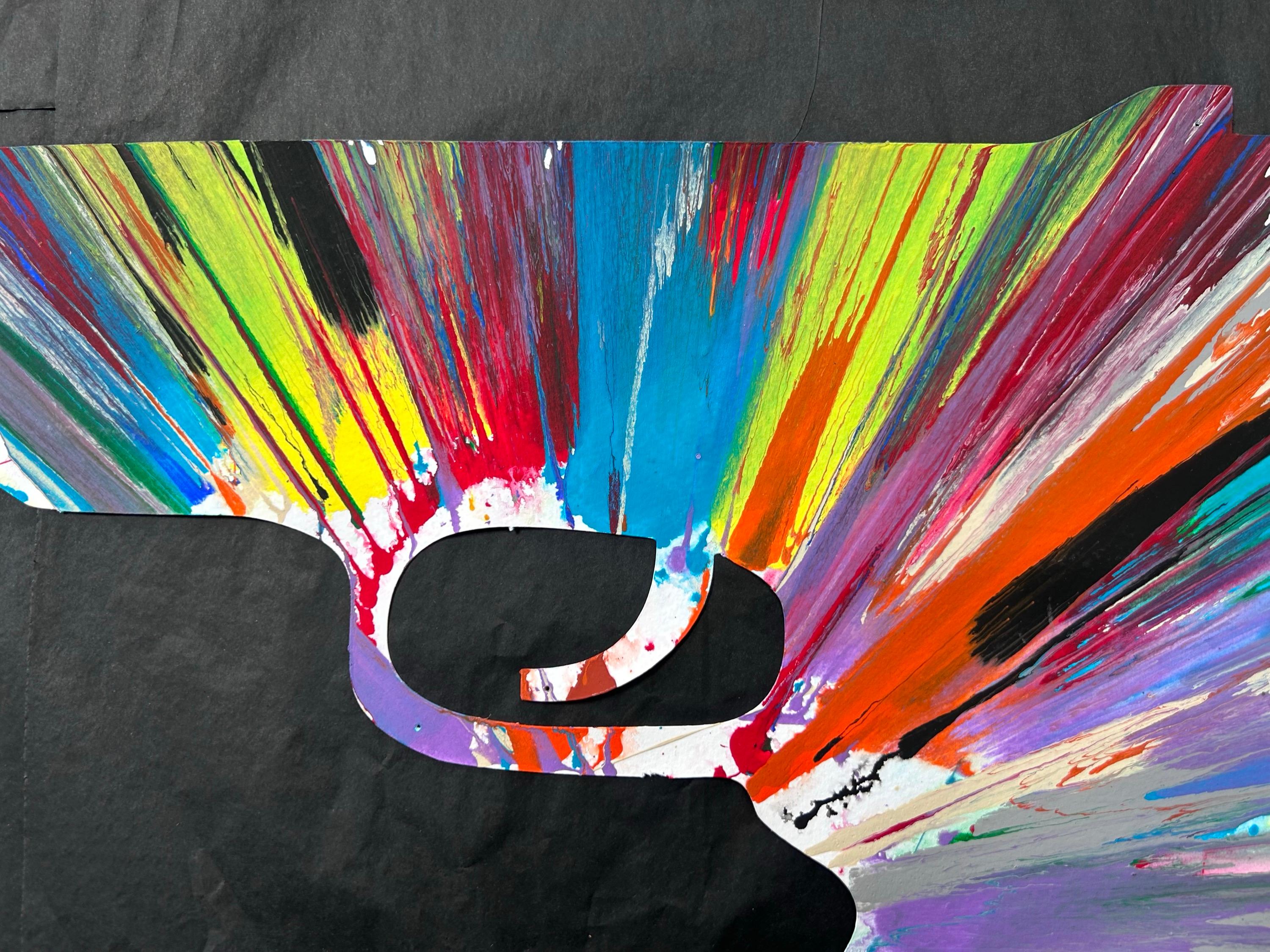 Verniciatura a pistola - Abstract Painting Grigio di Damien Hirst