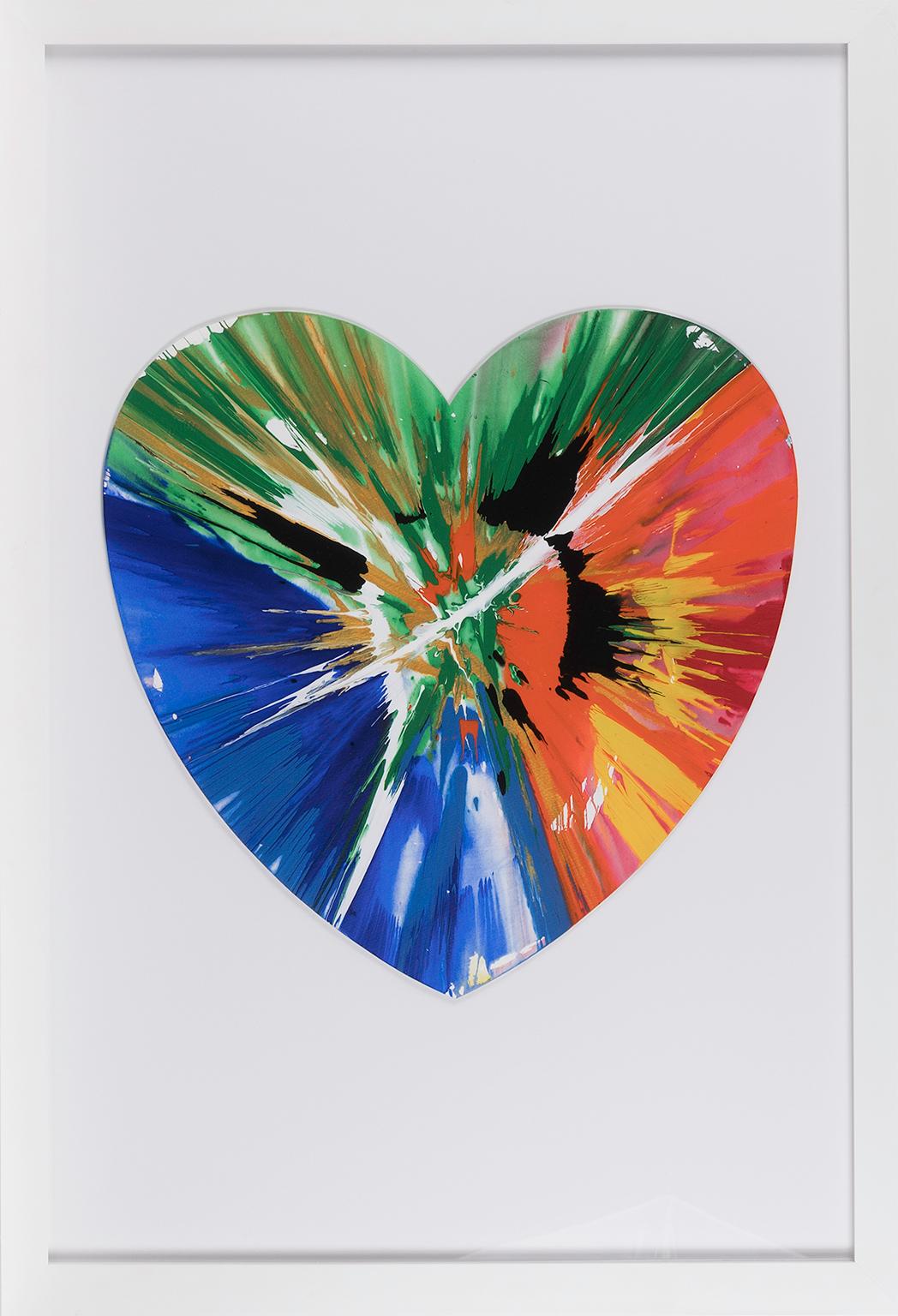 "Heart Spin Painting" dipinto in acrilico su carta dell'artista Damien Hirst. Creato con la collaborazione del pubblico presso il Damien Hirst Spin Workshop per celebrare l'apertura di "Requiem" presso il PinchukArtCentre, in Ucraina.

Porta la