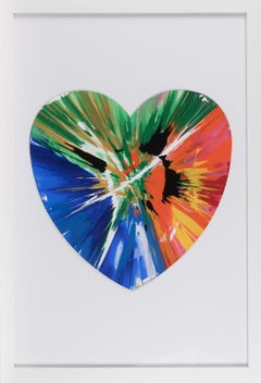 "Heart Spin Painting" inscribed acrylic on paper painting by artist Damien Hirst