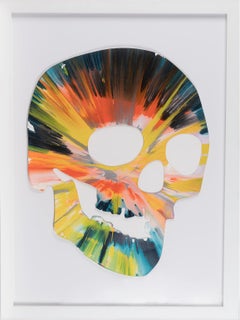 "Pintura giratoria de calavera" pintura acrílica sobre papel inscrita del artista Damien Hirst