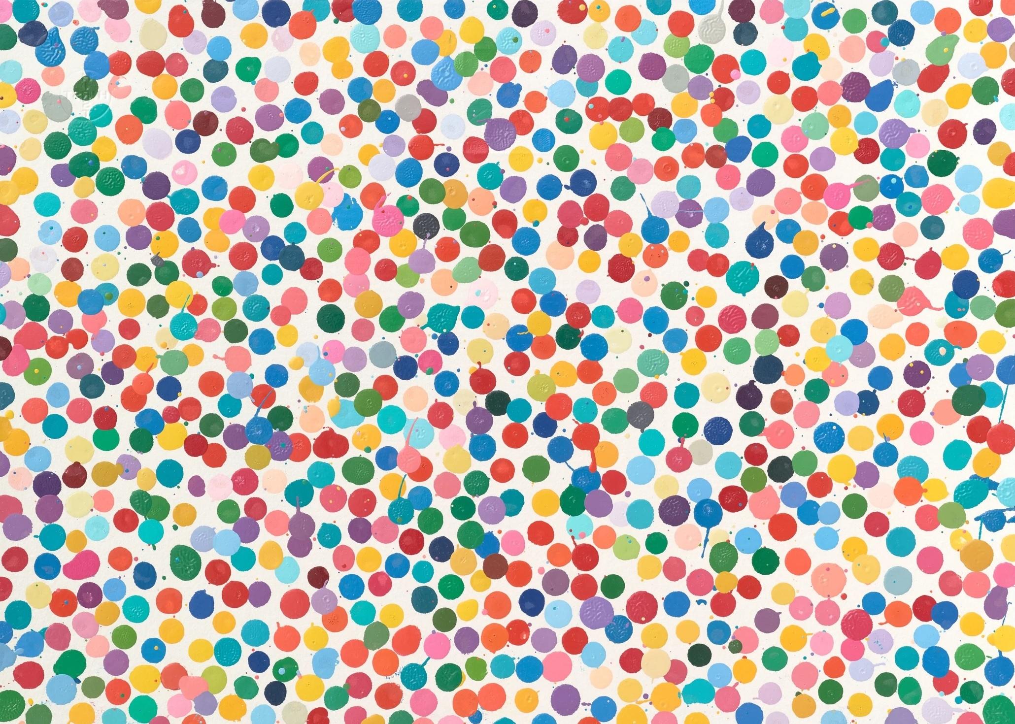4193. Mouths are planted (The Currency) 2016-2021, Limited edition, Enamel paint - Beige Abstract Print by Damien Hirst