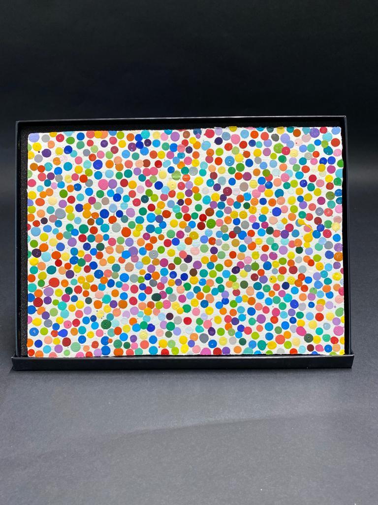 Damien Hirst 4548. Jealousy like a girl (The Currency), 2016-2021 

Enamel paint on handmade paper
From an edition of 10,000 mixed NFTs and works on paper
Signed, numbered and dated, and with the artist’s microdot, hallmark and hologram
In mint