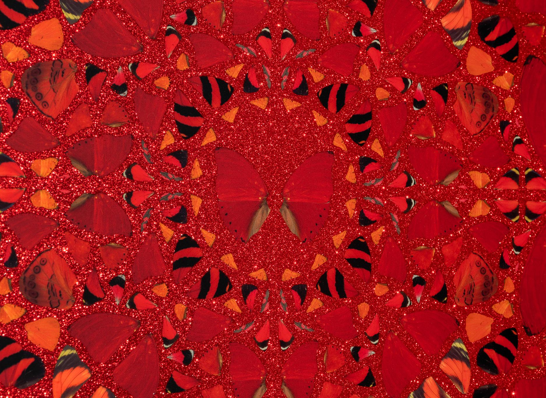 Abstract Giclée Print with Glitter, 'Nūr Jahān', 2022 - Red Abstract Print by Damien Hirst