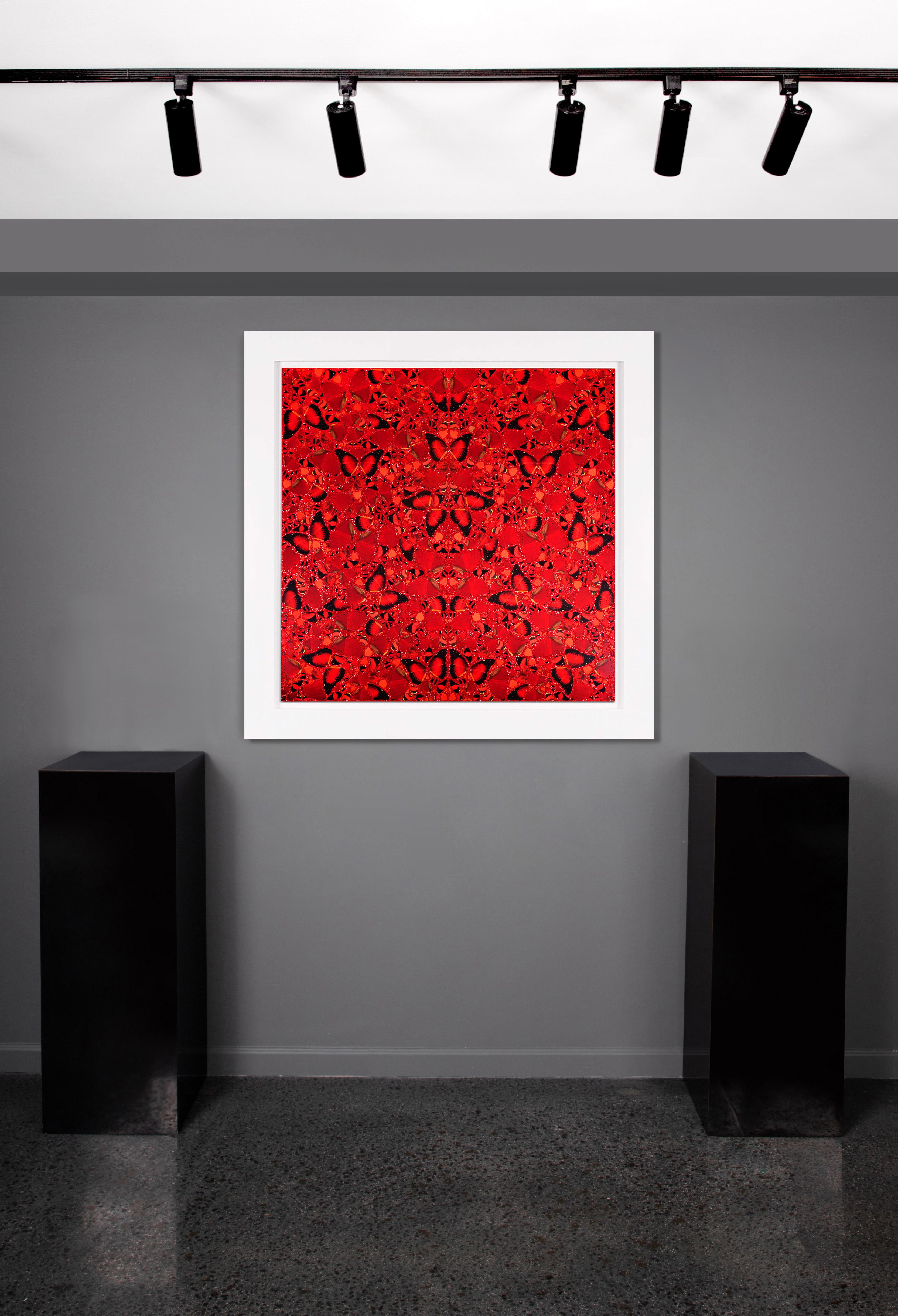 Abstract Giclée Print with Glitter 'Theodora', 2022 - Red Animal Print by Damien Hirst