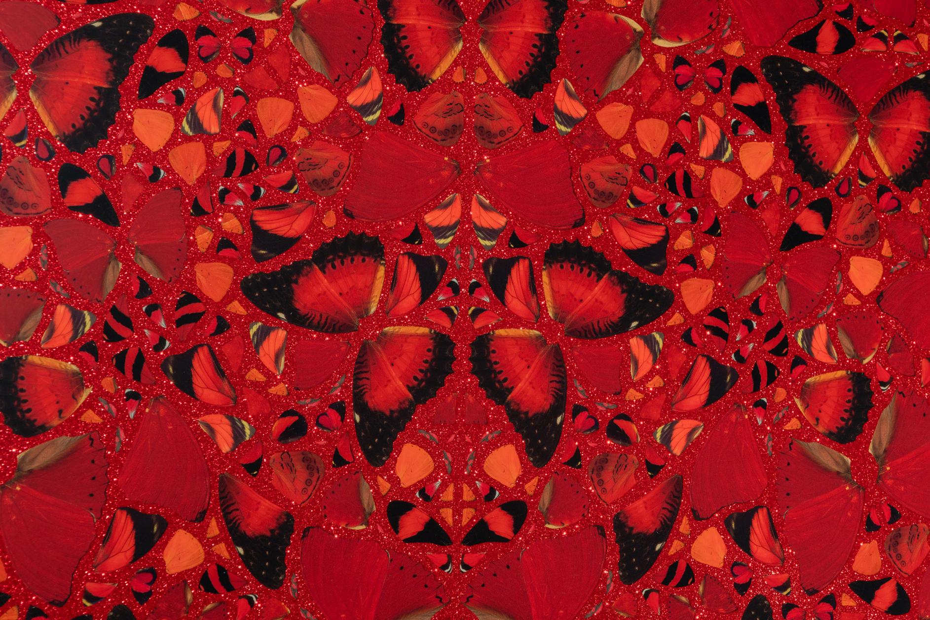 Damien Hirst’s ‘Theodora’ is laminated giclée print on aluminum composite panel with glitter, and is one in a series of five mesmerizing prints in ‘The Empresses’ series. ‘Theodora’ is named for the great Byzantine empress who used her intelligence