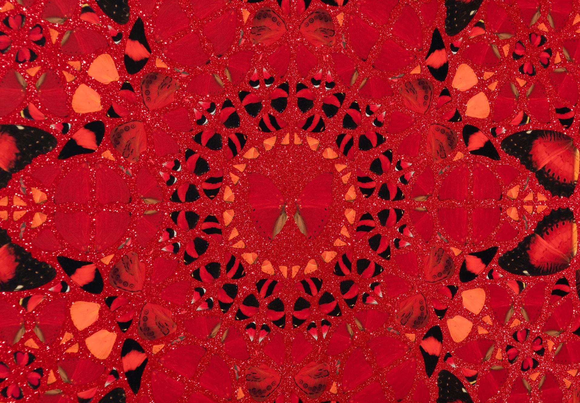 Abstract Giclée Print with Glitter, 'Wu Zetian', 2022 - Red Abstract Print by Damien Hirst