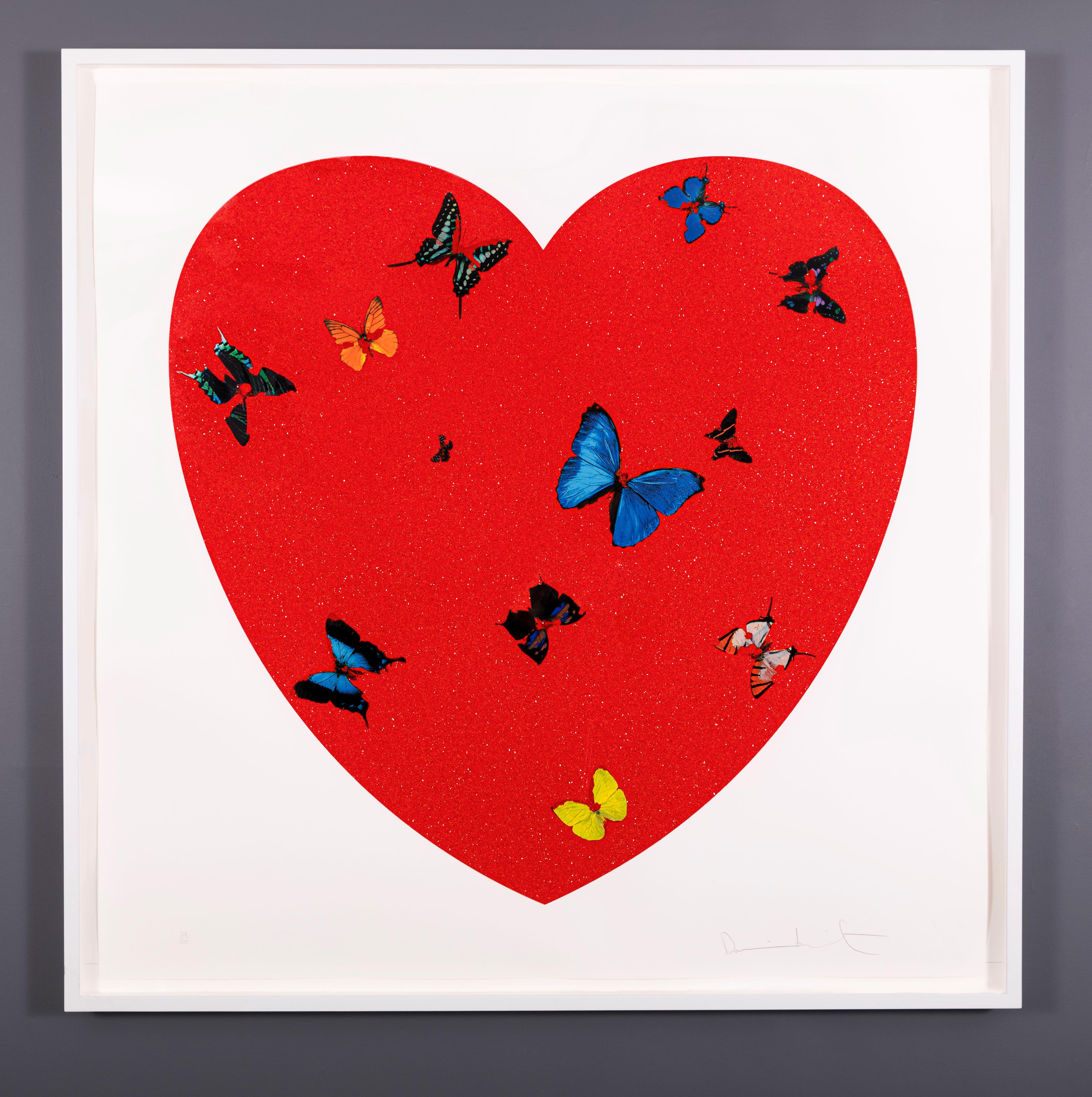 'All You Need Is Love, Love, Love', serigrafia con polvere di diamante, 2010 - Abstract Print Grigio di Damien Hirst
