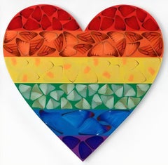 Mariposa Corazón Arcoiris (H7-4) (pequeña) - Arte Contemporáneo