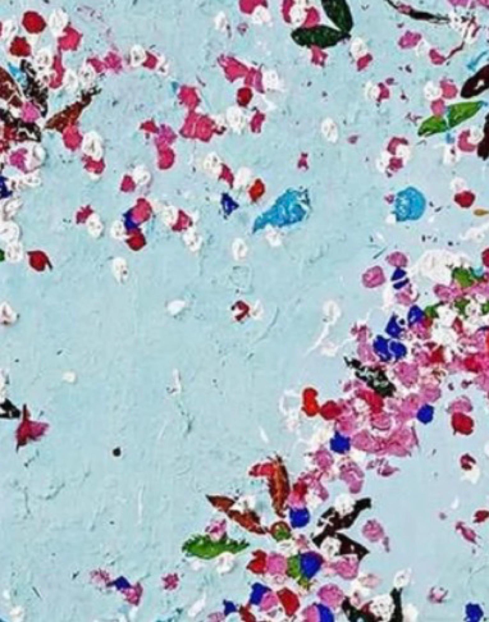 Cherry Blossoms Poster (Framed) - Foundation Cartier Cerisiers En Fleurs Cherry - Gray Landscape Print by Damien Hirst