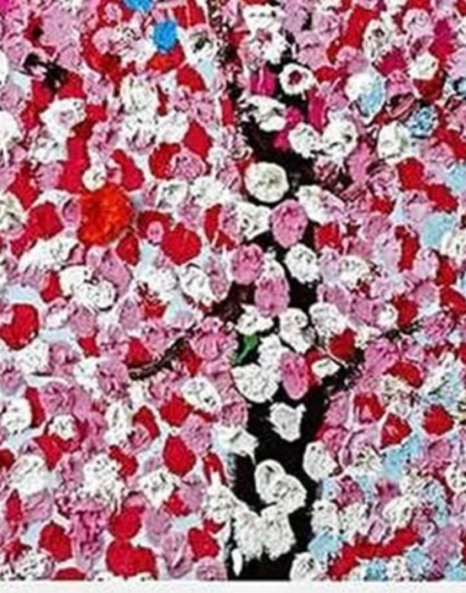 Cherry Blossoms Poster (Framed) - Foundation Cartier Cerisiers En Fleurs Cherry - Gray Landscape Print by Damien Hirst