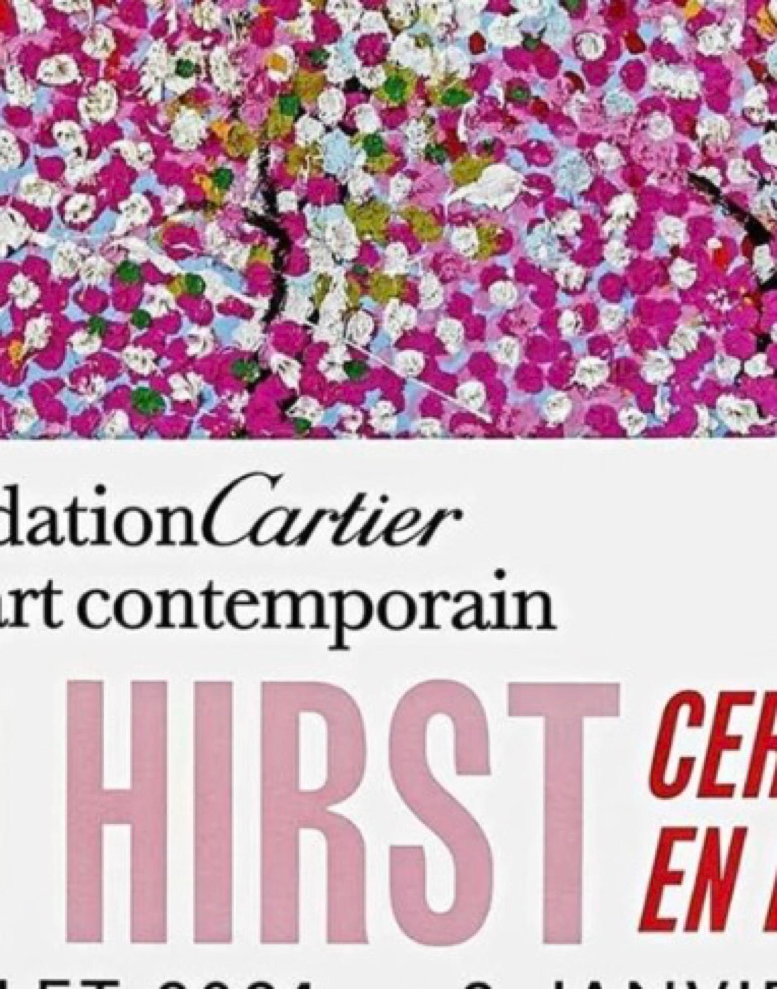 Cherry Blossoms Poster (Framed) - Foundation Cartier Cerisiers En Fleurs Cherry - Gray Landscape Print by Damien Hirst