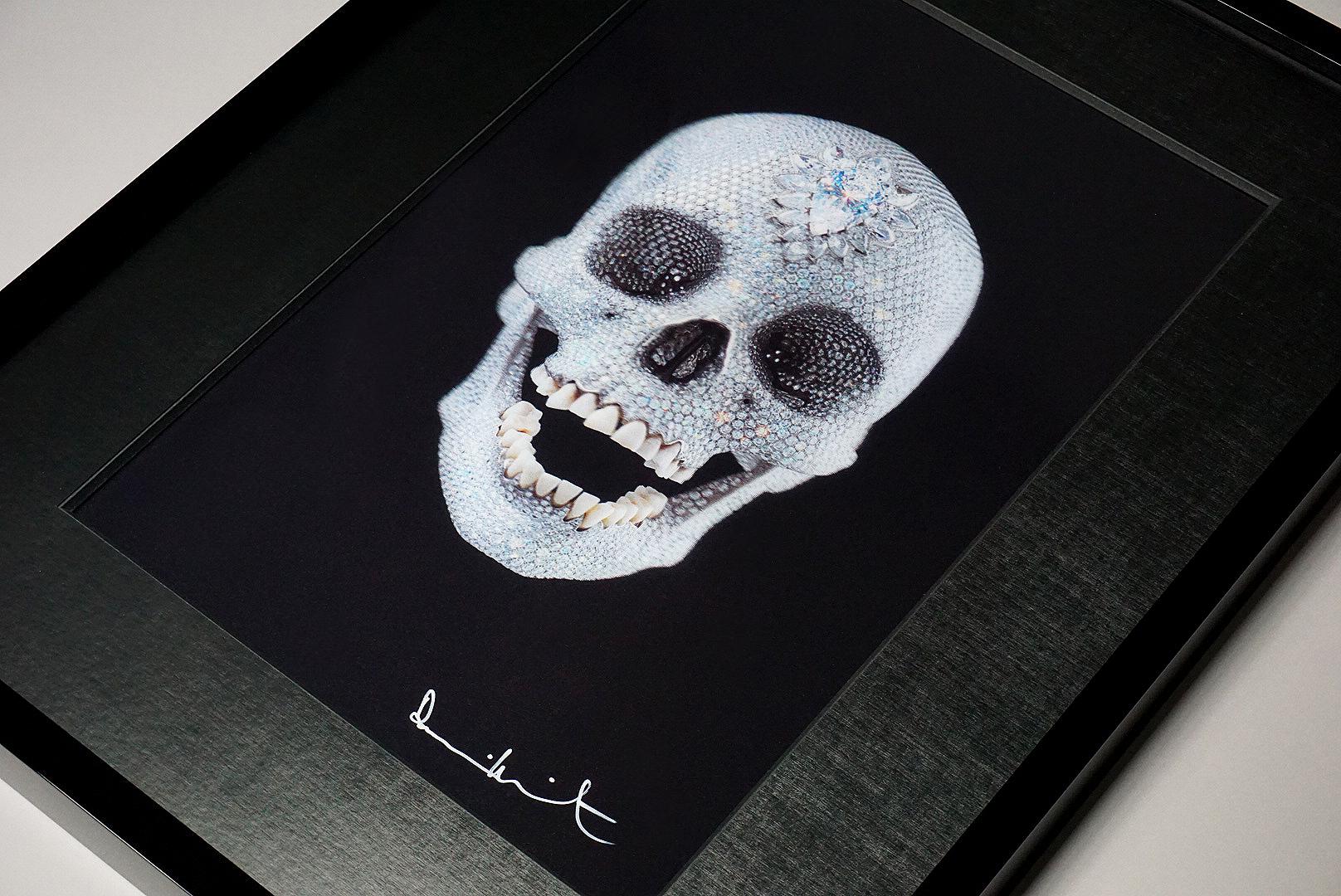 A brilliant lenticular print of the famed 'For The Love Of God' diamond encrusted skull created by master contemporary artist, Damien Hirst. This lenticular print on PETG board has a glittering, lively effect as the skull 'moves' in respect to the