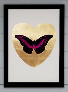 Damien Hirst, papillon, fuchsia/or (2015)
