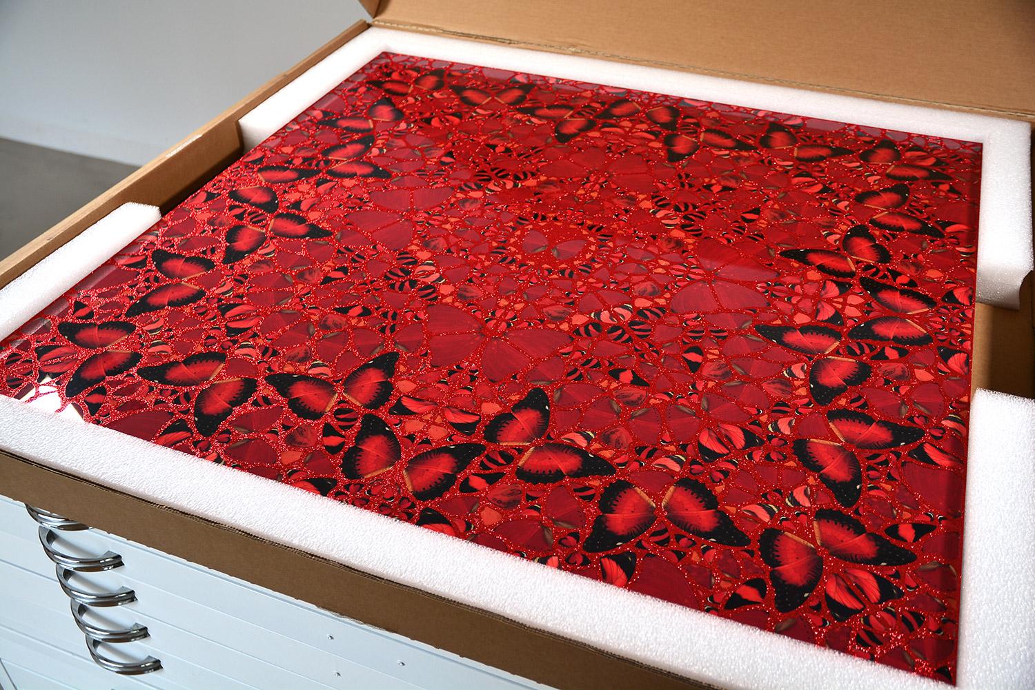 DAMIEN HIRST - EMPRESSES: NŪR JAHĀN - Limited edition. Butterflies Glitter Red For Sale 3