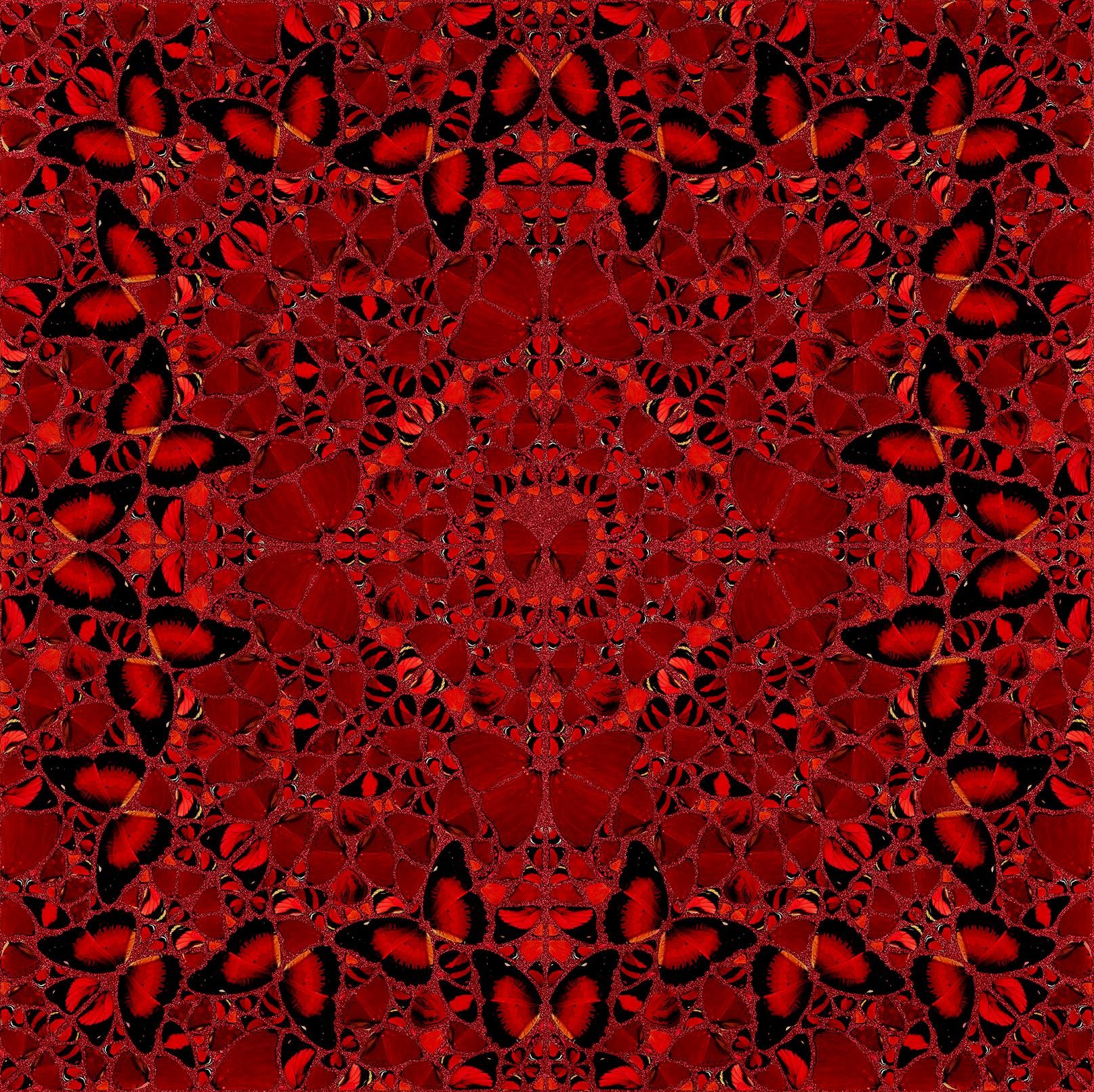 DAMIEN HIRST - EMPRESSES: NŪR JAHĀN - Edizione limitata. Farfalle Glitterate Rosse