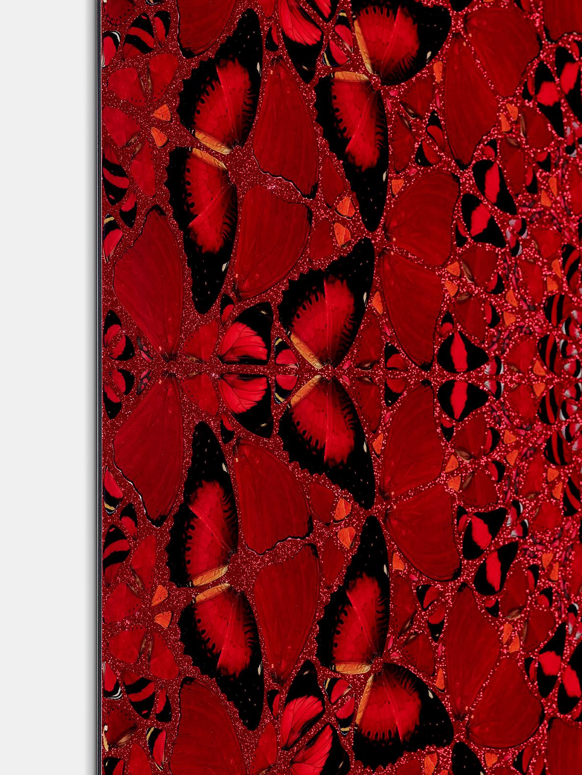 DAMIEN HIRST - EMpressES: SUIKO Limitierte moderne Schmetterlinge in Glitzerrot im Angebot 4